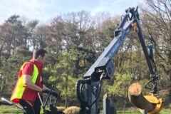 Trecker mit Auslegerkran, Baumfällung, Gefahrbaumbeseitigung, Häcksler, Kaminholz, Motorsäge